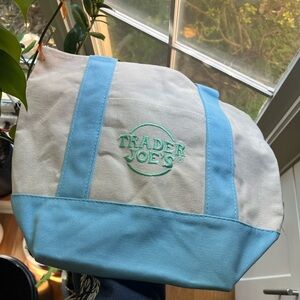 Trader Joe's White and Blue Tote Bag